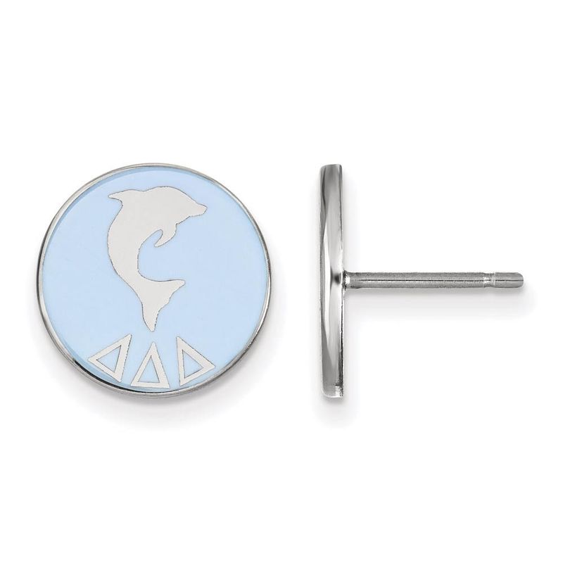 Sterling Silver Delta Delta Delta Enamel Dolphin Post Earrings